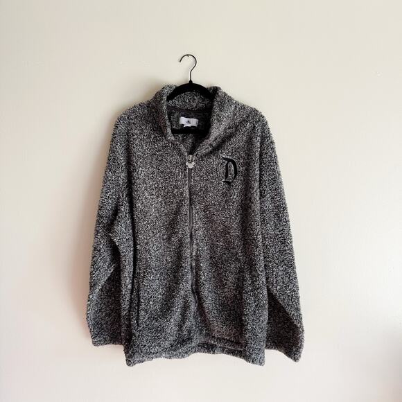 Disney Disneyland Resort Grey Sherpa Furry Fleece D Icon Full Zip Jacket - 3X - Picture 2 of 10